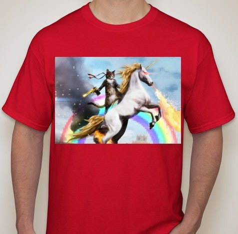 Anon Cat Riding A Fire Breathing Unicorn T-shirt | Blasted Rat on Sale