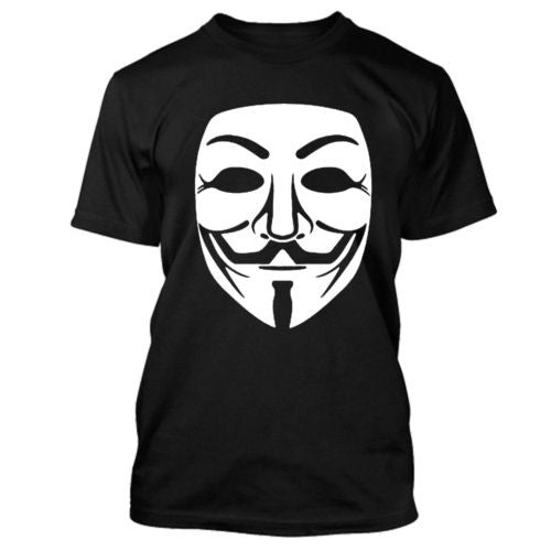 Anonymous Large Mask White Print T-shirt | Blasted Rat Sale