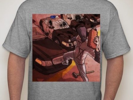 ACAB Brick vs Police Cars Riot T-shirt | Blasted Rat Online