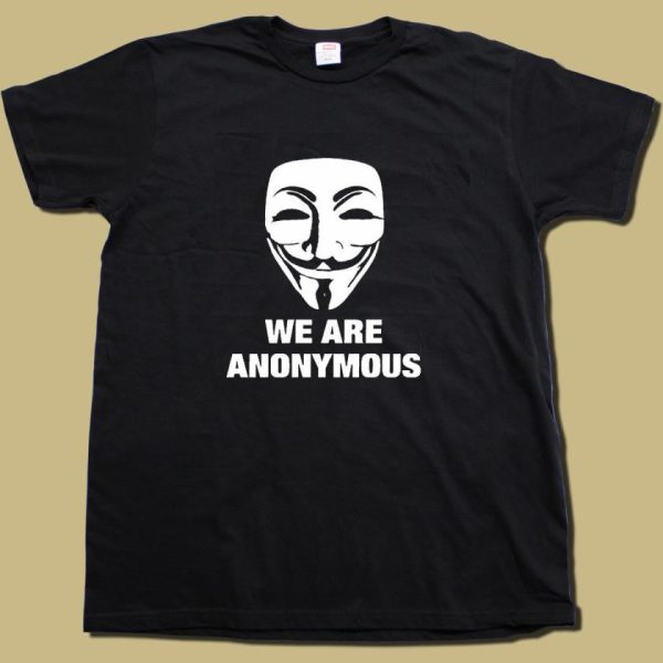 We Are Anonymous Mask White Print T-shirt | Blasted Rat on Sale