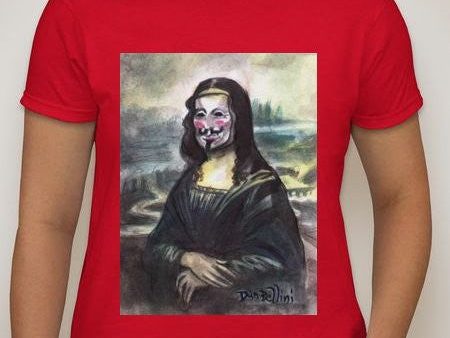 Anonymous Mona Lisa Women T-shirt | Dan Bellini Occupy Art | Blasted Rat Discount